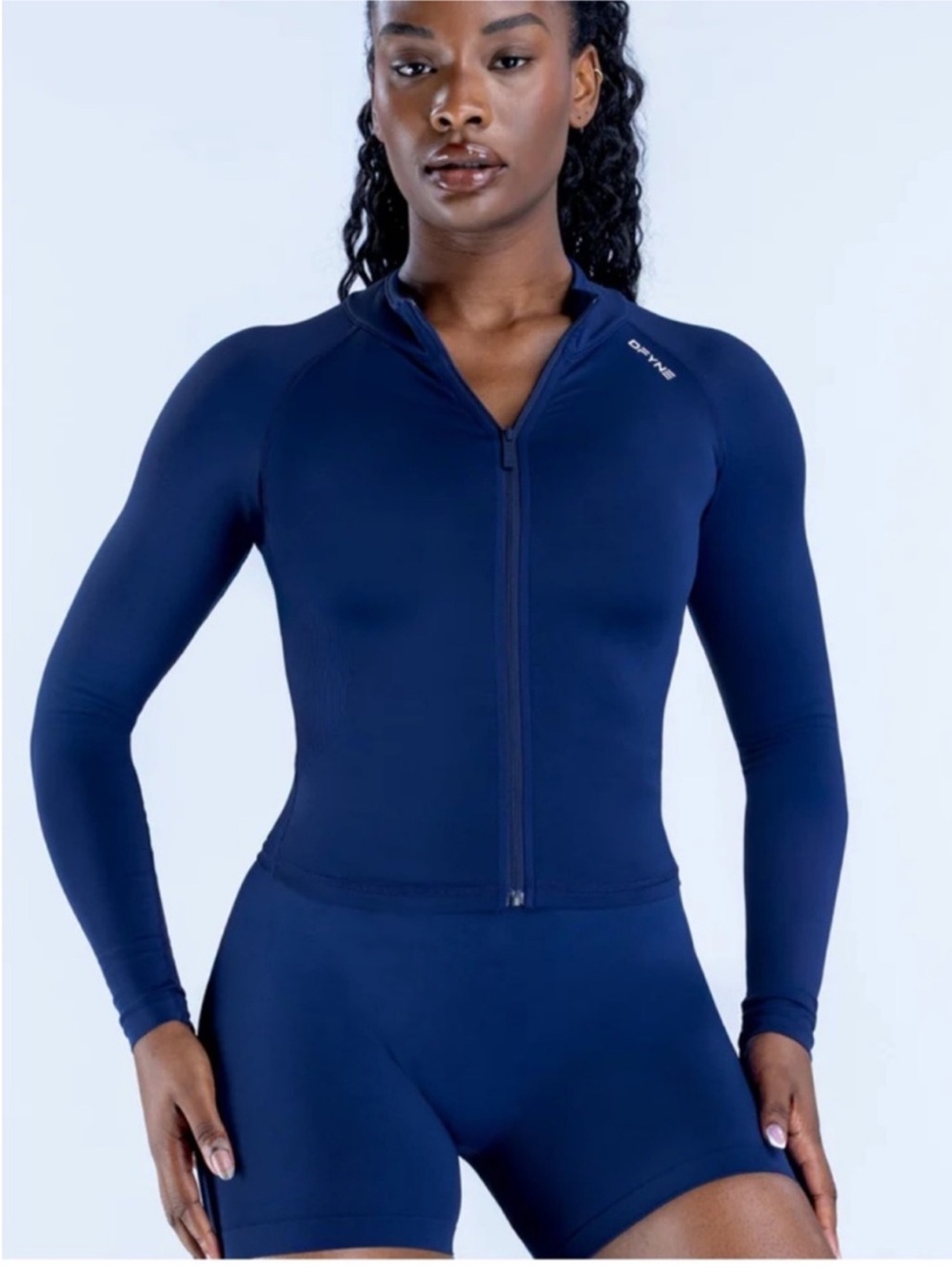 DFYNE Zippy Full Zip Longline Seamless Jacket Enchanted Blue Sz S - Picture 1 of 14